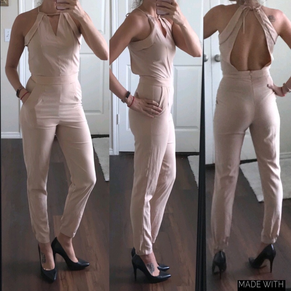 Nordstrom BLVD nude open back jumpsuit